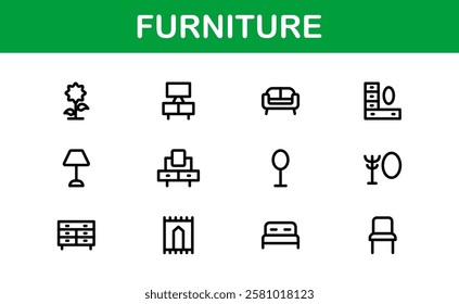 Furniture Icons for Interior Designers. Scalable Graphics for Modern, Classic, and Minimalist Furniture