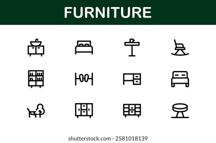 Furniture Icons for Interior Designers. Scalable Graphics for Modern, Classic, and Minimalist Furniture