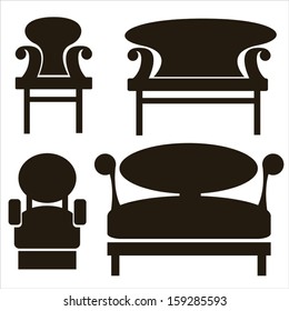 furniture icons isolated on white background