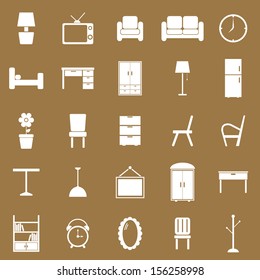 Furniture icons on brown background, stock vector