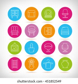 furniture icons, outline design