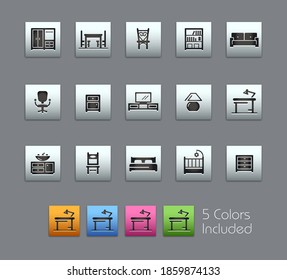 Furniture Icons // Satinbox Series - The vector file includes 5 color versions for each icon in different layers.
