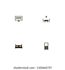 Furniture icons set. bed, chairs, kitchen and lamp