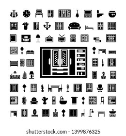 furniture icons set. black and white vector illustration