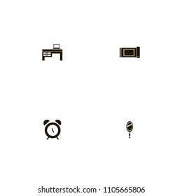 Furniture icons set. hand mirror, alarm clock, clock and watch