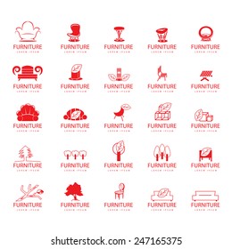 Furniture Icons Set - Isolated On White Background - Vector Illustration, Graphic Design, Editable For Your Design 