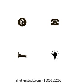 Furniture icons set. light, bulb, bed and sleep
