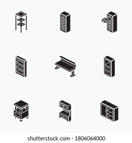 Furniture icons set line with white background - vector