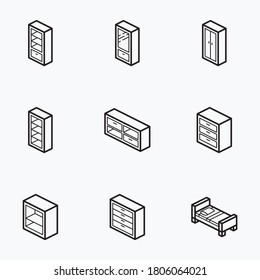 Furniture icons set line with white background - vector