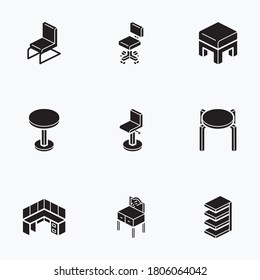 Furniture icons set line with white background - vector