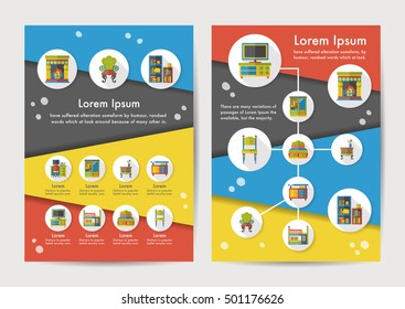 Furniture icons set with long shadow,eps10