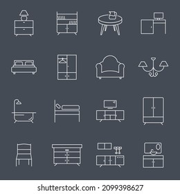 Furniture icons set. Furniture pack symbol vector elements for infographic web