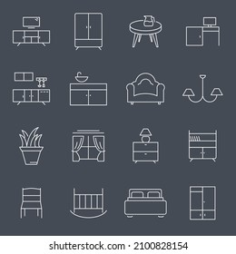 Furniture icons set . Furniture pack symbol vector elements for infographic web