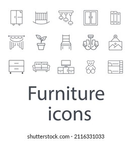Furniture icons set . Furniture  pack symbol vector elements for infographic web