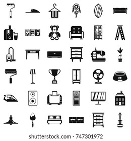 Furniture icons set. Simple style of 36 furniture vector icons for web isolated on white background
