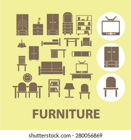 furniture icons set, vector