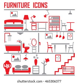 furniture icons set vector.