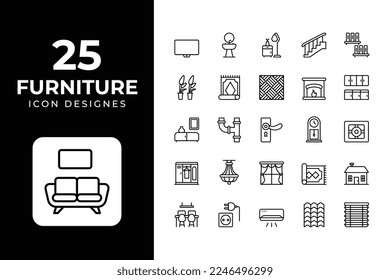 Furniture Icons Set vector design
