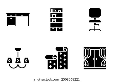 furniture icons set. vector. editable