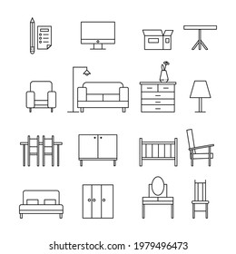 Furniture icons set. Vector illustration