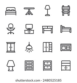 conjunto de iconos de muebles Ilustración vectorial