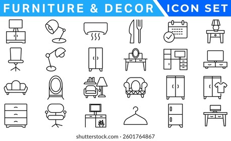 Furniture icons set. Vector illustration.