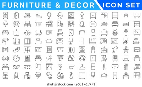 Furniture icons set. Vector illustration.