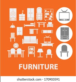 furniture icons, signs set, vector