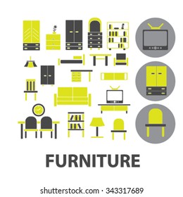 furniture icons, signs vector concept set for infographics, mobile, website, application
