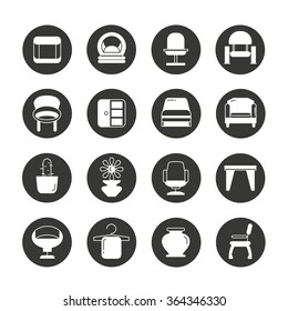 furniture icons, sofa, chair icons set