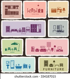 Furniture Icons With Tattered Edge 2