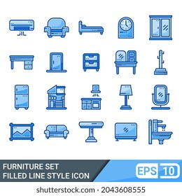 furniture icons. vector illustration in filled line style. EPS 10