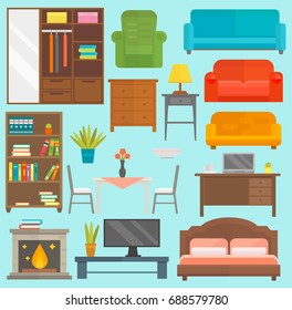 Furniture icons vector isolated illustration outline modern closet bedroom silhouette