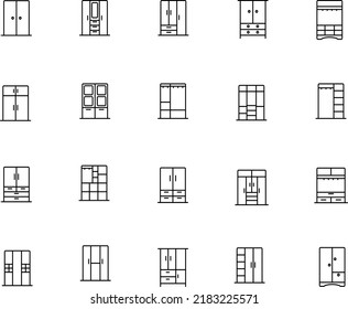 Furniture icons. Wardrobe outline icons - Shutterstock ID 2183225571