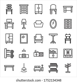 FURNITURE ICONS, WHITE BACKGROUND COLOR