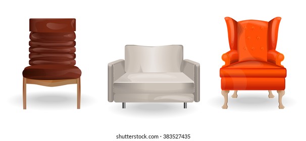 Furniture icons.Vector armchair isolated on a white background.Elements of interior.Modern interior.