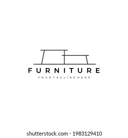 furniture illustration line art vector design logo. nature indoor monoline outline linear simple minimalist minimal