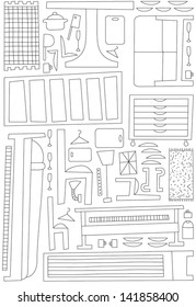 Furniture illustration seamless vector pattern