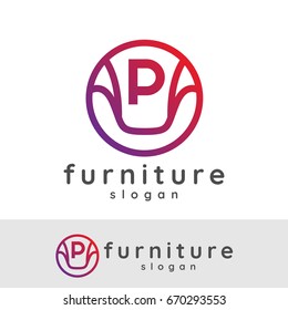 furniture initial Letter P Logo design