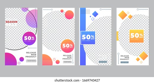 Furniture Instagram Stories Templates Collection Set. Vector Illustration EPS 10