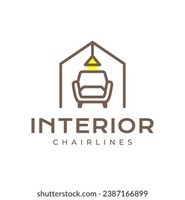 furniture interior armchair house architect minimalist line style simple modern logo design vector icon illustration