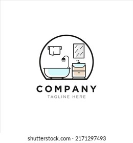 Furniture Interior Bathroom Logo Vector Template Illustration Design