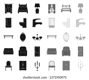 Furniture and interior black.mono icons in set collection for design.Home furniture vector symbol stock web illustration.