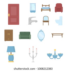 Furniture and interior cartoon icons in set collection for design.Home furniture vector symbol stock web illustration.