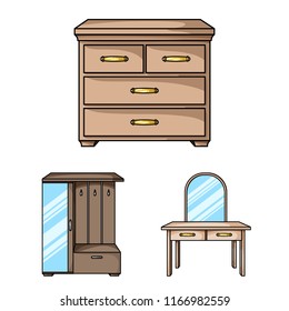 Furniture and interior cartoon icons in set collection for design.Home furniture vector symbol stock web illustration.