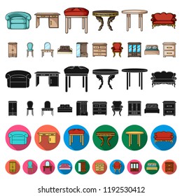 Furniture and interior cartoon icons in set collection for design.Home furniture vector symbol stock web illustration.