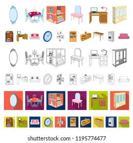 Furniture and interior cartoon icons in set collection for design. Home furnishings vector isometric symbol stock web illustration.