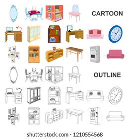 Furniture and interior cartoon icons in set collection for design. Home furnishings vector isometric symbol stock web illustration.