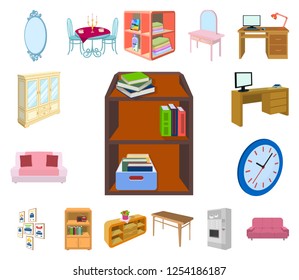 Furniture and interior cartoon icons in set collection for design. Home furnishings vector isometric symbol stock web illustration.