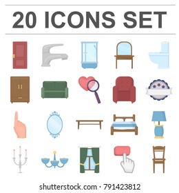 Furniture and interior cartoon icons in set collection for design.Home furniture vector symbol stock web illustration.